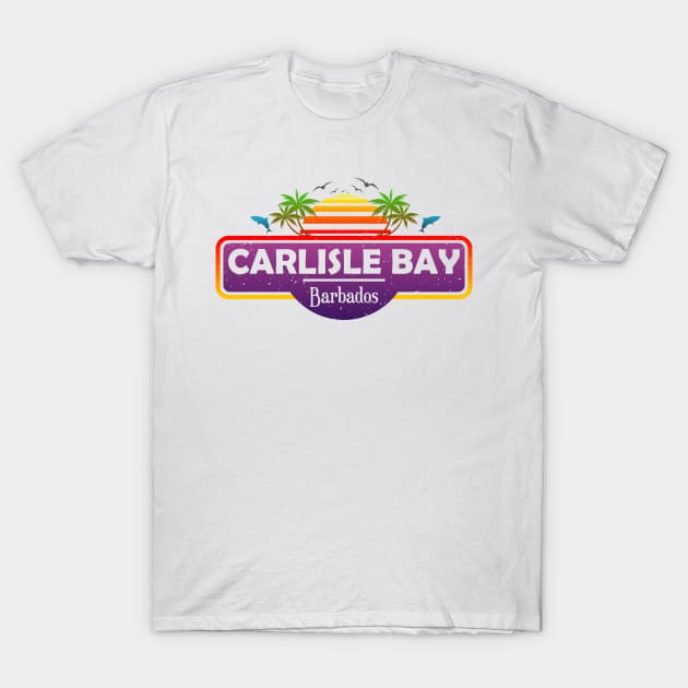 Carlisle Bay Beach Barbados, Palm Trees Sunset Summer T-Shirt by Jahmar Anderson